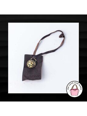 ROUGH ROSES GOLD BRASS ROSE BROWN LEATHER LOOP STRAP KEY FOB BAG KEYCHAIN TAG